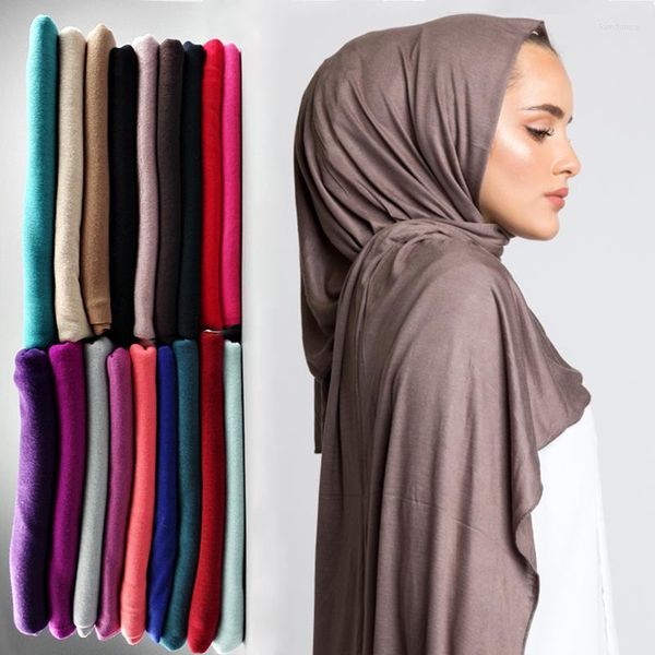 Sciarpe di Grandi Dimensioni Musulmano Hijab Jersey Sciarpa Delle Donne 2023 Morbido Colore Solido Scialle Foulard Foulard Femme Musulman Wrap Testa BandanaSciarpe Kimd2