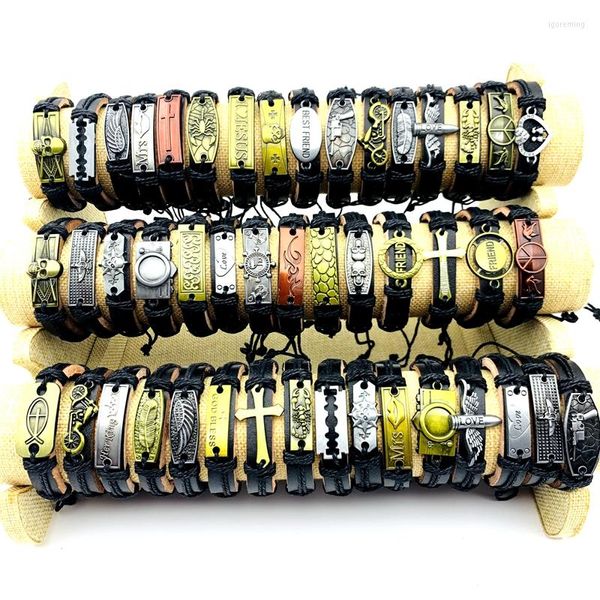 Armreif Großhandel 50/100 Stück Vintage Armbänder für Männer Metall Leder handgefertigt Manschette Mode Damen Schmuck Accessoires Party Geschenk