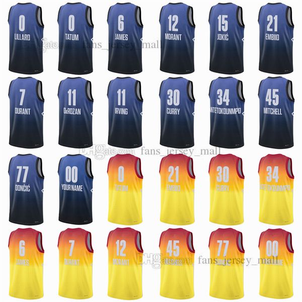 Custom 2023 All-Star Basketball Jerseys Antetokounmpo James Stephen Curry Lauri Markkanen Tatum Ja Morant Luka Doncic Kyrie Irving Keven Durant Donovan Impresso