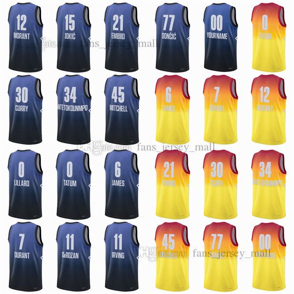 2023 All-Star Basketball Jerseys Lillard Tatum Джеймс Дюрант ДеРозан Ирвинг Морант Джокический Эмбид Стивен Карри Антетокунмпо Митчелл Дончич на заказ