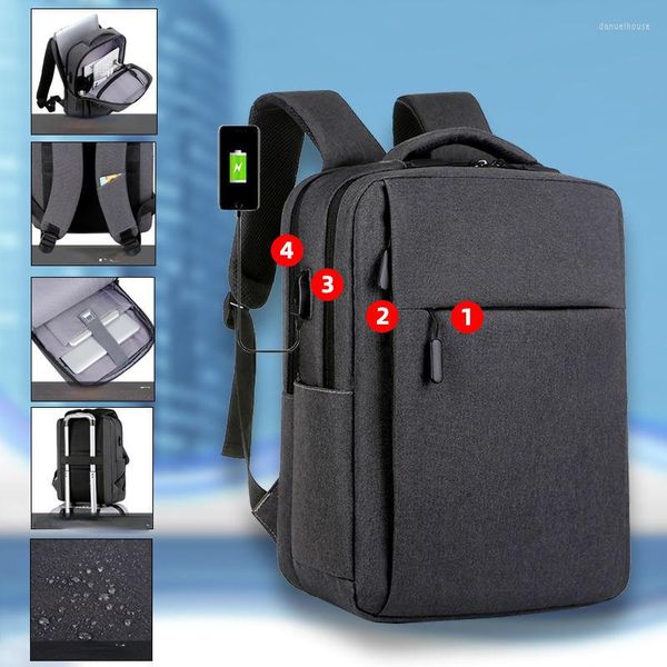 Backpack de bolsas escolares Backpack Backpack Multifunção à prova d'água para bolsa escolar de cobrança USB de 16 polegadas Oxford Rucksack E470