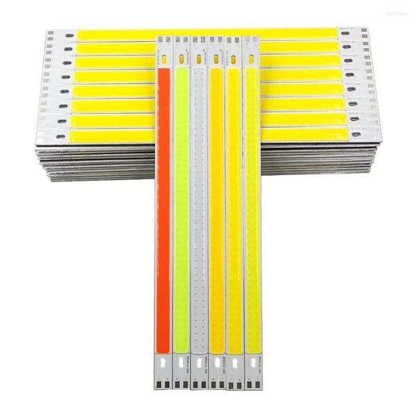 50 stücke Großhandel 200x10mm COB Streifen LED Bar Lichter 12V 10W 1000W Lampe Grün blau Rot Weiß Farbe 20cm Chip Für DIY LEDs