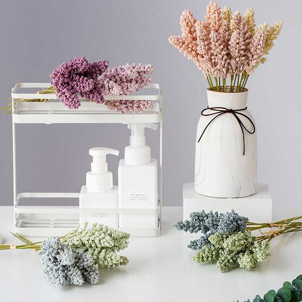 Dekorative Blumenkränze, 6 Stück, künstliche Vanille-Mini-Schaum-Beeren-Spikes, künstlicher Blumenstrauß für Heimdekoration, Pflanzen-Wanddekoration, Getreide-Pflanzenhaufen