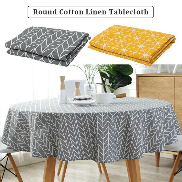 Tischtuch Leinen Tischdecke Baumwolle Feste Farbe El Picknick Runde Abdeckungen Home Dining Dekoration Hochzeitsfeier Bankett