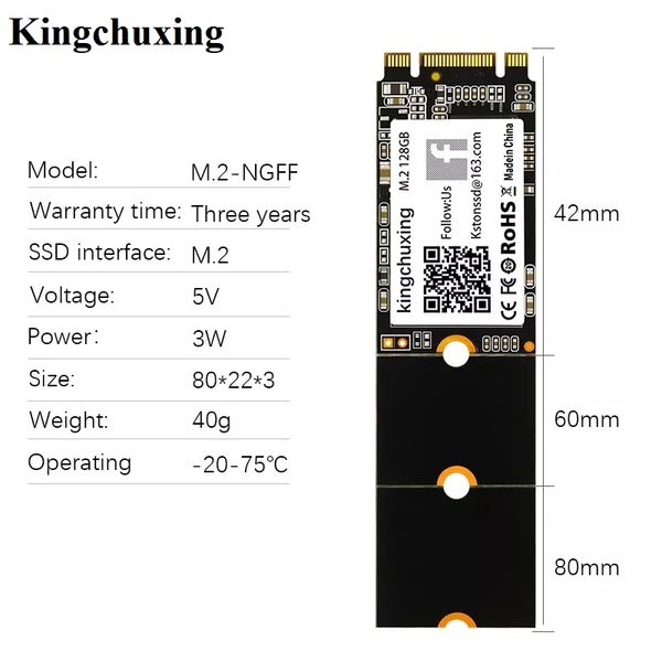 Dischi rigidi SSD M2 SATA 256GB 128GB 64GB 32GB M.2 NGFF 2280 SSD Disco rigido Disco a stato solido interno per notebook portatile