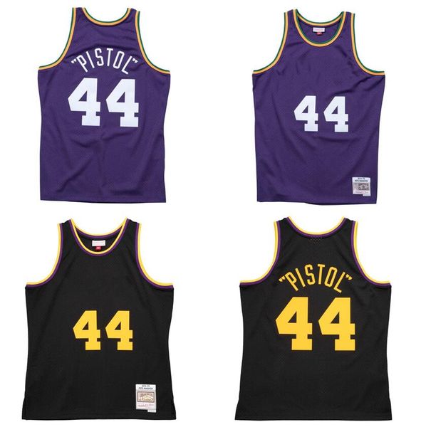 Pete Maravich Designer Özel Basketbol Forması S-6XL Mitchell Ness Jersey 1974-75 Mesh Sert Ağaçlar Klasikler Retro Formalar Erkek Kadın Gençlik 44