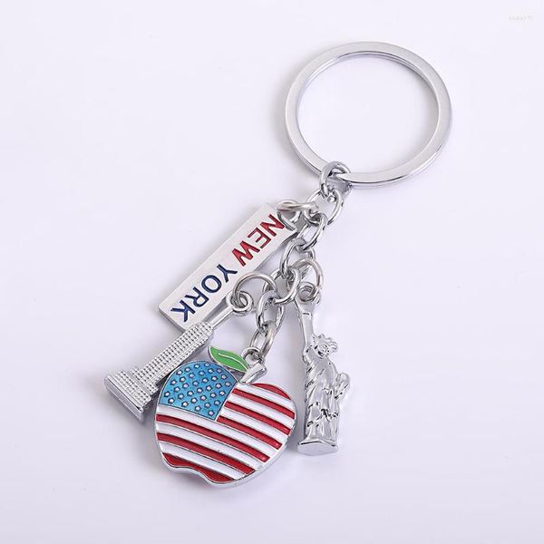 Chaves de bandeira americana Keychain para homens Presentes -chave Chainias de liga de metal de metal anel de carm de candidato