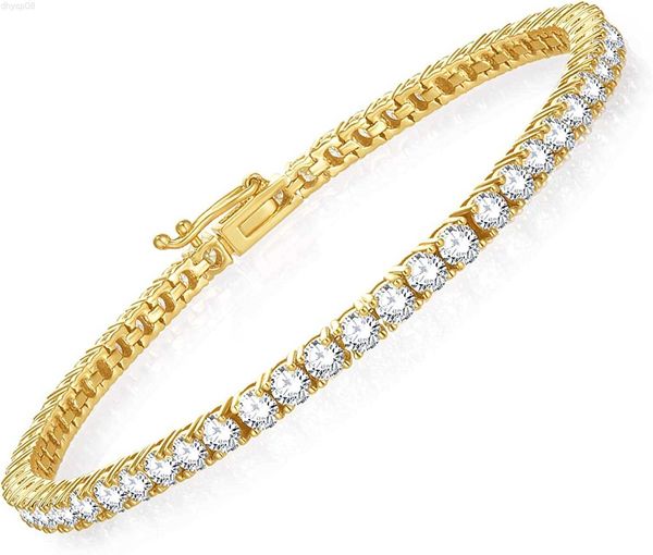 Designer-Schmuck-Moissanit-Diamant-Tennis-Armbänder für Damen, 6,5–9 Zoll, GRA-Zertifikat, 5 cts, brillanter Moissanit (Alternative zu Diamant), 18 Karat Gelbgold |