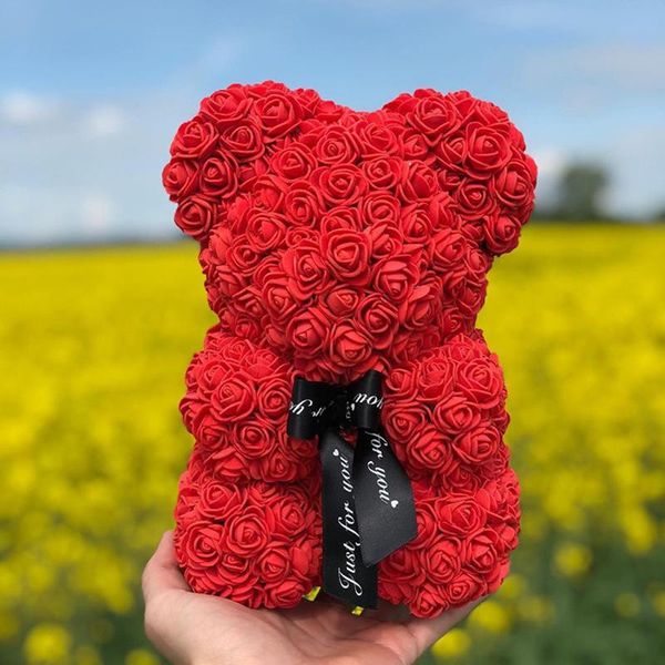 Ghirlande di fiori decorativi Goccia 25 / 40CM Teddy Rose Bear Artificiale per le donne San Valentino Matrimonio Confezione regalo di Natale Decorazioni per la casa