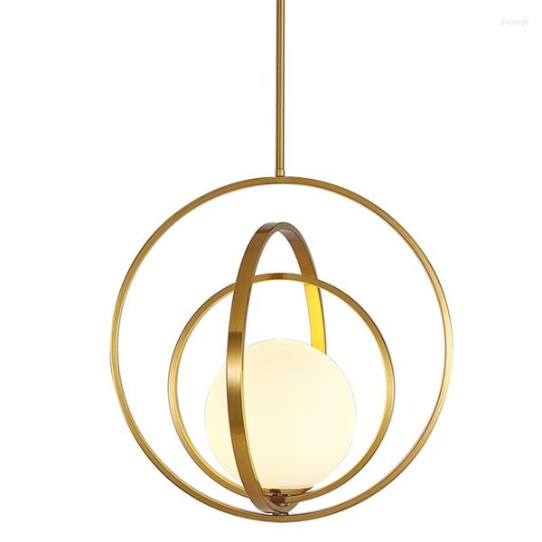 Lâmpadas pendentes Luz de anel de ouro moderno para o quarto da cozinha da sala de jantar pendurada luminária Luminária Home Decoração Interior Navio Grátis