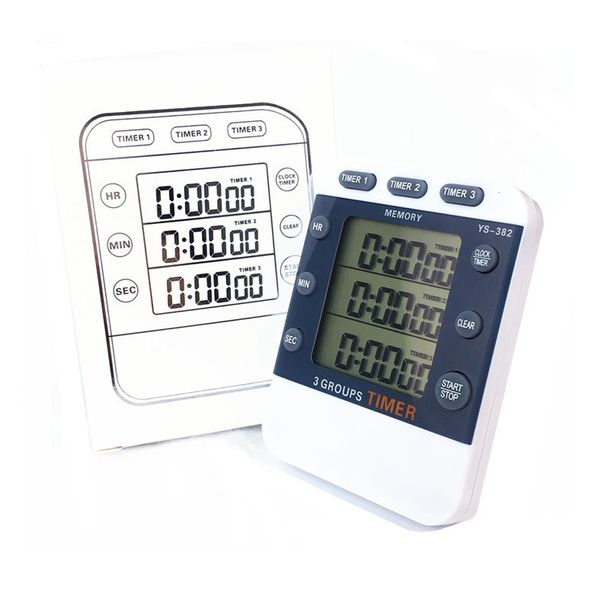 Timers de cozinha 3 canais Manual digital contagem regressiva de despertador bolso de cozimento de cozinha de chuveiro Stopwatch 230217