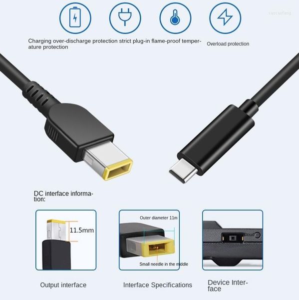Computerkabel USB Typ C PD Ladekabel Kabel für Lenovo ThinkPad Laptop Ladegerät 65W 20V zu DC Power Jack Adapter 1,5m