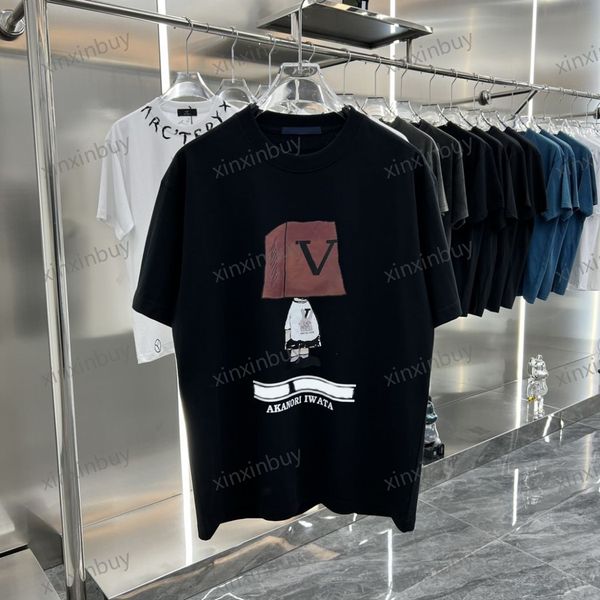 Xinxinbuy Мужчины дизайнерская футболка футболка 23SS Парижская метка