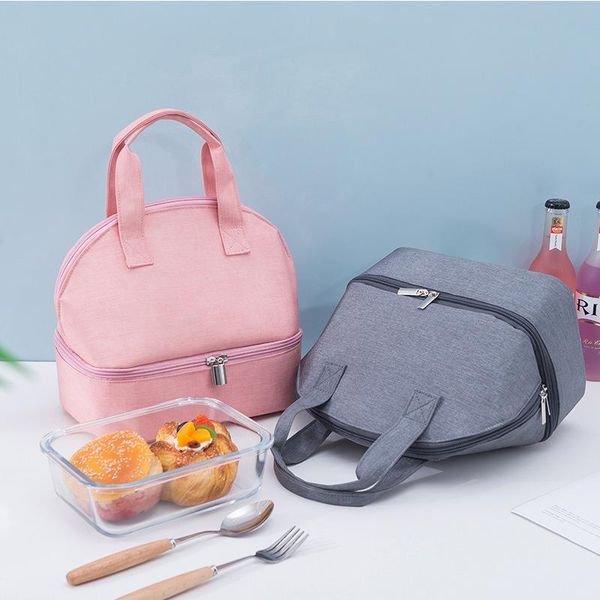 Borse portaoggetti Borsa termica portatile per pranzo per uomo Donna Ufficio Picnic Impermeabile Colazione Cibo Cerniera Dispositivo di raffreddamento fresco