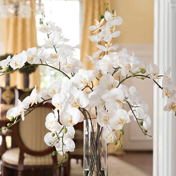 Flores decorativas grinaldas 1 pc seda borboleta orquídea flores artificiais buquê para casamento decoração de casa real toque phalaenopsis flores falsas peônia rosa