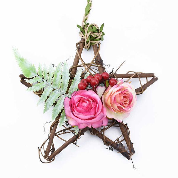 Flores decorativas grinaldas de casamento barato flores decorativas grinaldas de costura estrela ornamento de natal rattan guirlanda porta pendurado diy presentes caixa decoração de casa