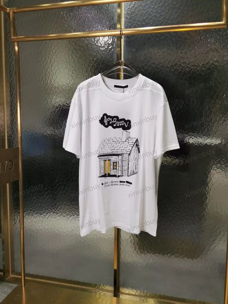 xinxinbuy Herren Designer T-Shirt 23SS Paris House Buchstaben drucken Kurzarm Baumwolle Damen Weiß Schwarz Beige S-2XL