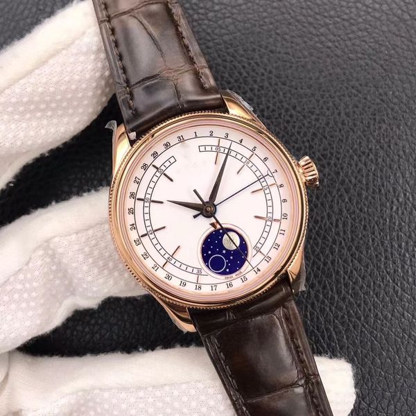 UU Factory 50535 Lunar Phase Watch ha un diametro di 39 mm e un movimento Cal.3195 che può regolare indipendentemente il calendario dell'orologio ora