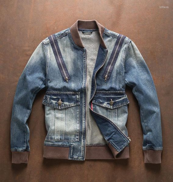 Männer Jacken Motorrad Hohe Qualität Marke Männer Biker Denim Jacekt Frühling Herbst Cowboy Jean Mode Baseball Uniform Mäntel Große