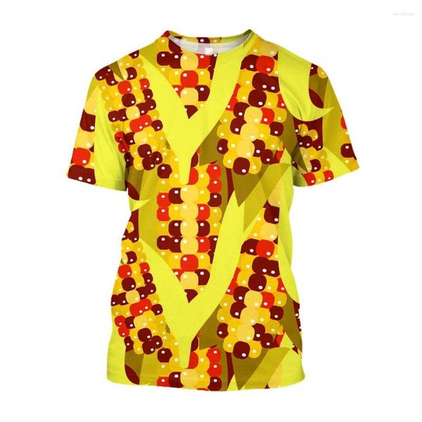 Camisetas masculinas jumeast 3d food milho impresso de tamanho grande homem camisetas de berinjela de berinjela de berinjela