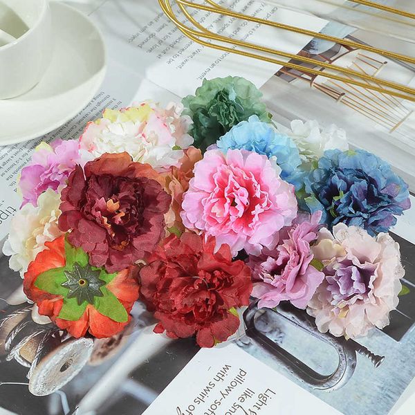 Dekorative Blumenkränze, 10 Stück, 5 cm, Nelken-Kunstseide, Blumenkopf für Hochzeit, Zuhause, Party, Dekoration, Scrapbooking, Weihnachten, günstige Kunstblumen T230217