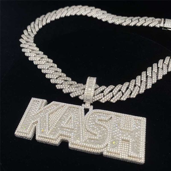 S925 Серебряный медальон Moissanite Kash Lettered Pranted Personal