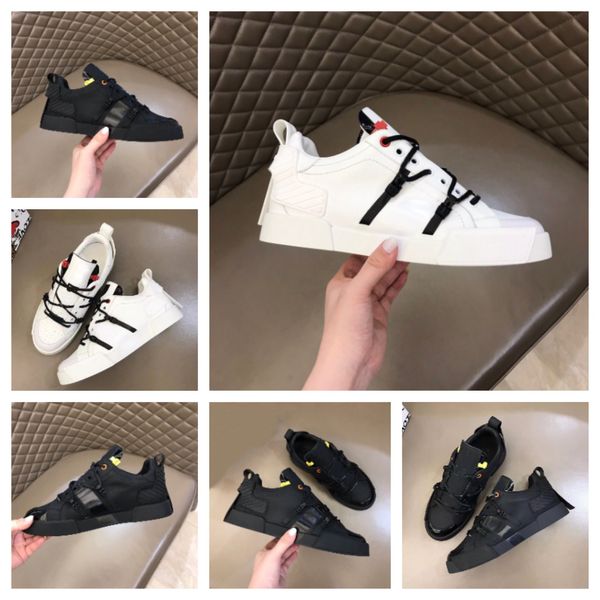 Роскошь 23S/S Calfskin Nappa Sneakers Sneakers Обувь белая черная кожа логобоседа