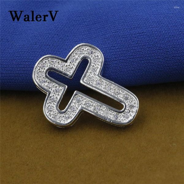 Charms WALERV Hollow Cross Shape Faith Christian Zircon Ciondolo Timbro Accessori per gioielli di moda per le donne Matrimonio