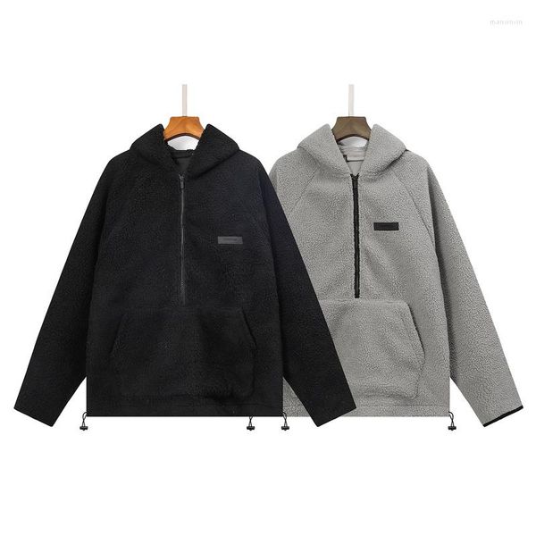 Jackets masculinos de bote de rua de inverno meio zíper moles suéter masculino lã solta lã de lã grossa lã de lã de lã de moda de hip hop casaco casal