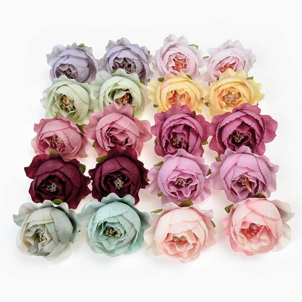 Dekoratif Çiçek Çelenkler 10 PCS İpek Şakayık Yapay Çiçek 4cm Gül Çiçek Kafası Düğün Partisi Dekorasyonu Çelenk DIY El Sanatları Aksesuarları Sahte Çiçekler
