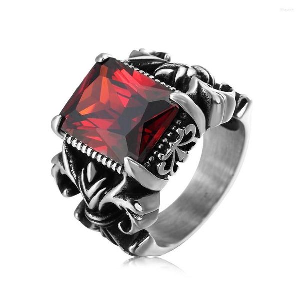 Fedi nuziali Loredana Exquisite Faith Series Jewelry For Men. Anello in acciaio inossidabile con zirconi avanzati a forma di croce fantasia punk vintage.R858