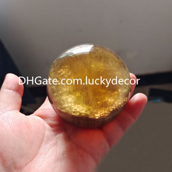 Sfera di fluorite e mica gialla viola Decorazione spirituale Reiki lucido Energia positiva Intuizione Sfera di cristallo Splendida pietra preziosa naturale di quarzo fantasma Sfera della fortuna