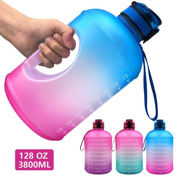 Su Şişesi 3.78l Galon Spor BPA içermeyen plastik büyük içki Jug kabak Seyahat Fitness Gym Waterbottle Eco