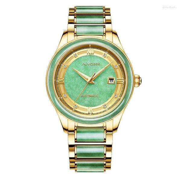Armbanduhren Jade Uhr Männer Automatische Mechanische Retro Luxus Jahr Geschenk Geschäftsmann Armbanduhr Top High-End-Persönlichkeit Männliche Uhr