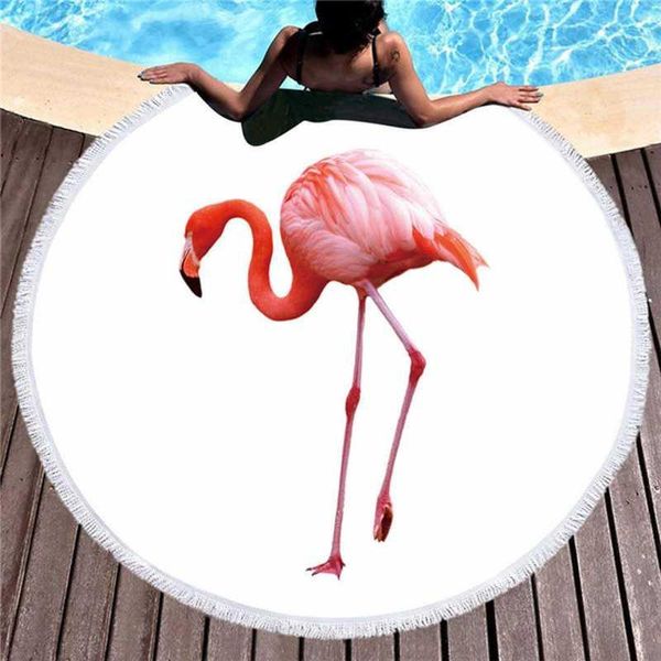 Handtuch Flamingo Gedruckt Mikrofaser Strand Für Erwachsene Yoga Matte Quaste Große Runde Baumwolle Tapisserie Wohnkultur Decken