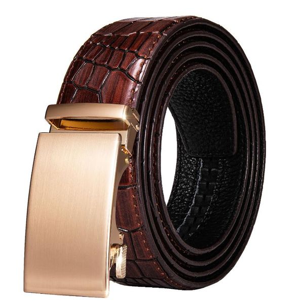 Cintos de alta qualidade Crocodilo marrom Padrão de fivela automática de fivela para homens cinta de pele de pele de luxo calça jeans DiBanGubelts