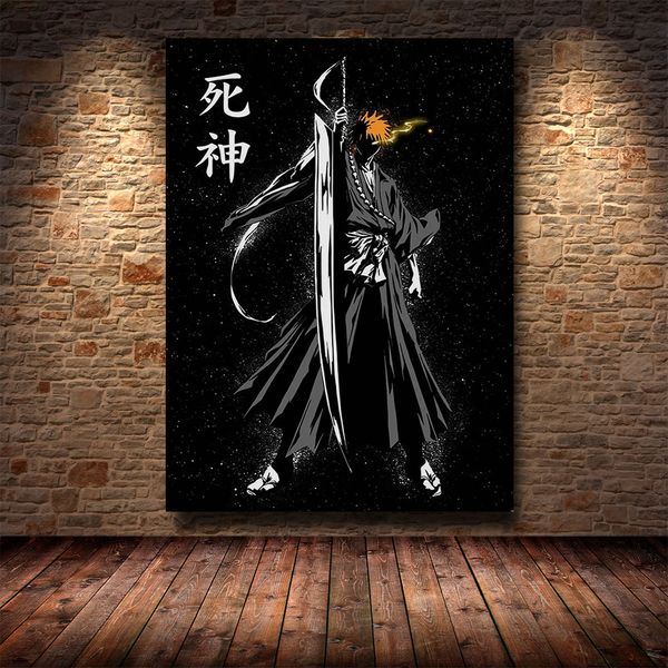 BLEACH Kurosaki Ichigo Anime-Poster, Gemälde, japanischer klassischer Anime, Wandposter, Wandkunst, Wanddekoration, Bild, Heimdekoration, Leinwandgemälde, Jungenschlafzimmer, Cuadros