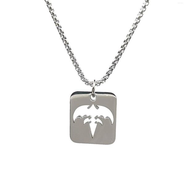 Catene ICP Jewelry Queensryche Tri-Ryche Logo Collana con ciondolo in acciaio inossidabile con logo Dog Tag Charm Rolo Chain 24inch