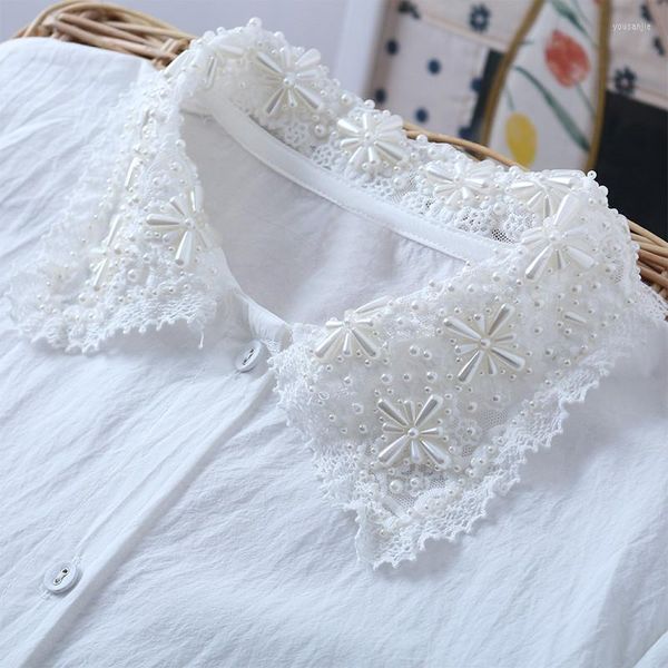 Женские блузки Lamtrip Boutique Beading Beading Cemorted Fairy White Blood Brink Blouse Mori Chic Lady 2023 Spring