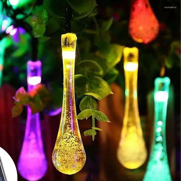 Stringhe LED Gocce d'acqua Lampada solare Luci a stringa 5 m Patio Fata Giardino Vacanza All'aperto Festa di Natale Ghirlanda Impermeabile