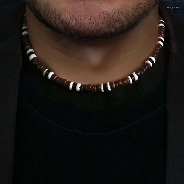 Cara gargantilhas de gargantilhas modernas colar de contas de coco vintage para homens para homens verão simples geométrico étnico surfista tribal joalherychokers