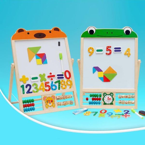 Lavagne per bambini in legno Tavolo da disegno per l'apprendimento della prima educazione Giocattoli educativi Lavagna magnetica a doppia faccia 230217