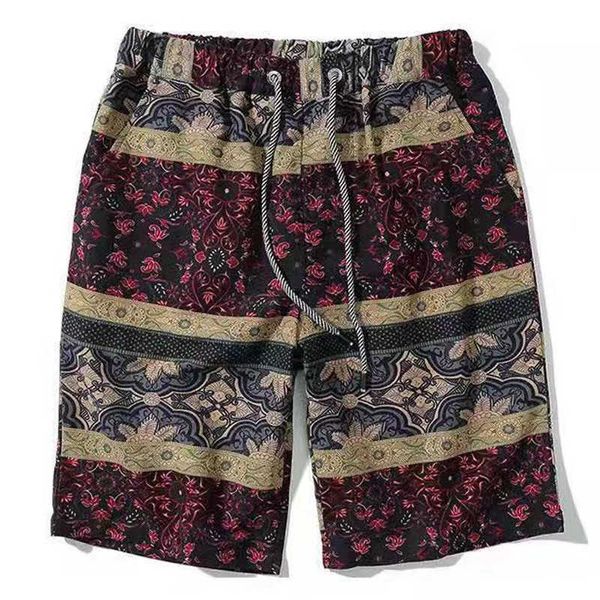 Herren Shorts Plus Größe XL9XL Sommer Print Board Shorts Männer Elastische Taille Baumwolle Leinen Strand Shorts Sommer 2022 Casual Oversize Sport Hosen J230219