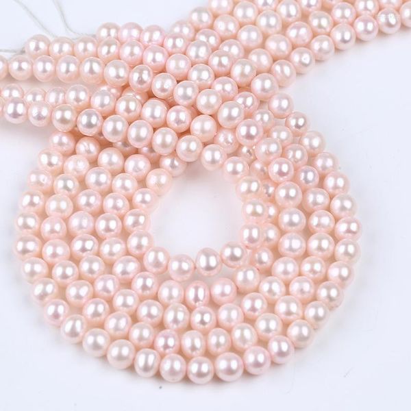 Catene all'ingrosso filo di perle d'acqua dolce a forma di patata rosa da 6-7 mm per la creazione di gioielli