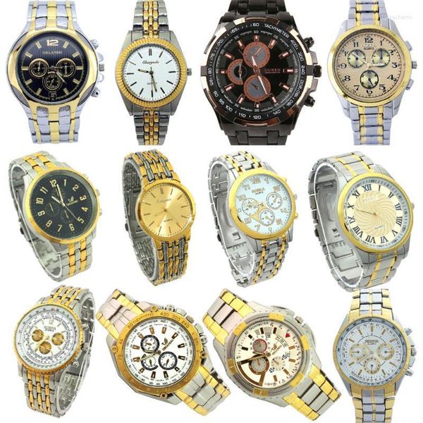 Armbanduhren 10 teile/los Großhandelspreis Gemischte Masse Männer Mode Uhren Edelstahl Quarz Legierung Band Business Luxus NGT1