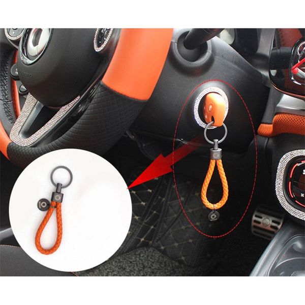 Schlüsselanhänger Auto Schlüsselanhänger Handgewebtes Logo Schlüsselanhänger Ring für Smart Fortwo Forfour 453 451 450 Styling Dekorieren ZubehörSchlüsselanhänger