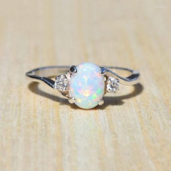 Eheringe Strass Hochwertige künstliche Opal Ring Verlobung für Frauen Schmuck 1PC Legierung Mode Dekoration-373248