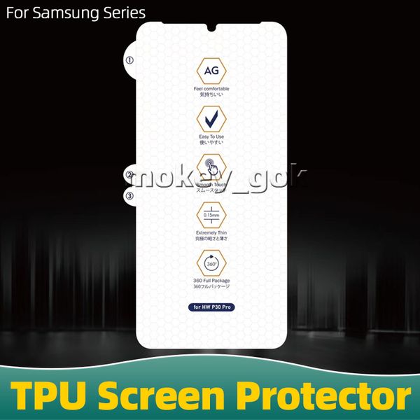 Protetor de cobertura completa do HD Clear Protetor de TPU Soft TPU Protetor de tela Flexível AG TPU para Samsung Galaxy S22 Ultra S20 Plus S10 S9 S8 Nota 20/10 S10E