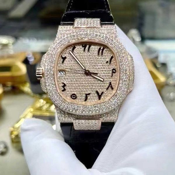 Нарученные часы роскошные индивидуальные коляски iced out watches white white gold anite anite diamond watchess 5a Высококачественная репликация механическая RTPR