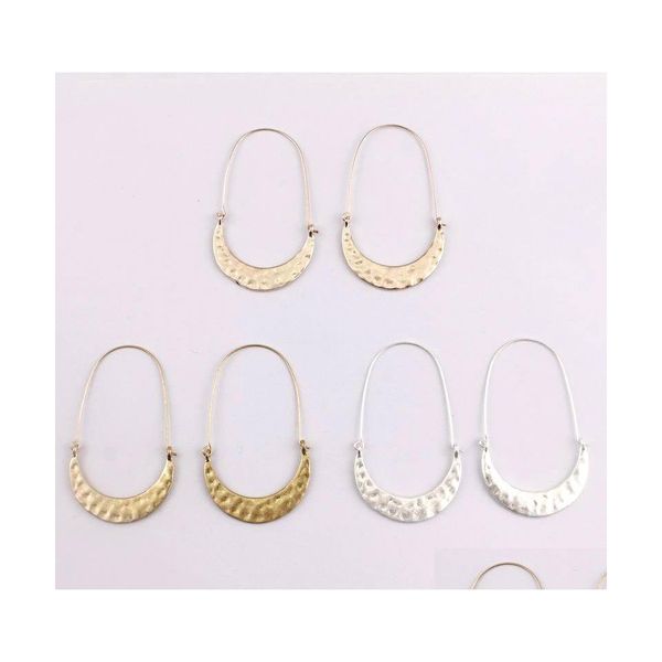 Charme Simple Designer Facetado Metal Crescent Frame Brincos para mulheres Brincho J￳ias Boutique J￳ias Presentes de Natal Drop del Dhl78